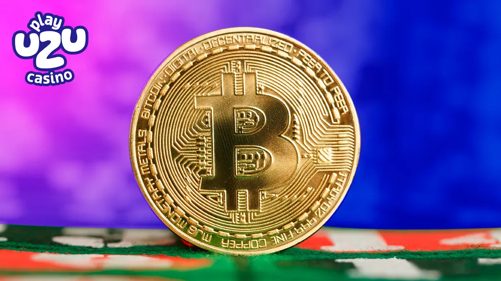 Criptomonedas: la próxima gran tendencia en juegos de cartas online. Moneda de Bitcoin en una mesa de juegos, representando la integración de criptomonedas en las tendencias futuras de juegos de cartas en línea.