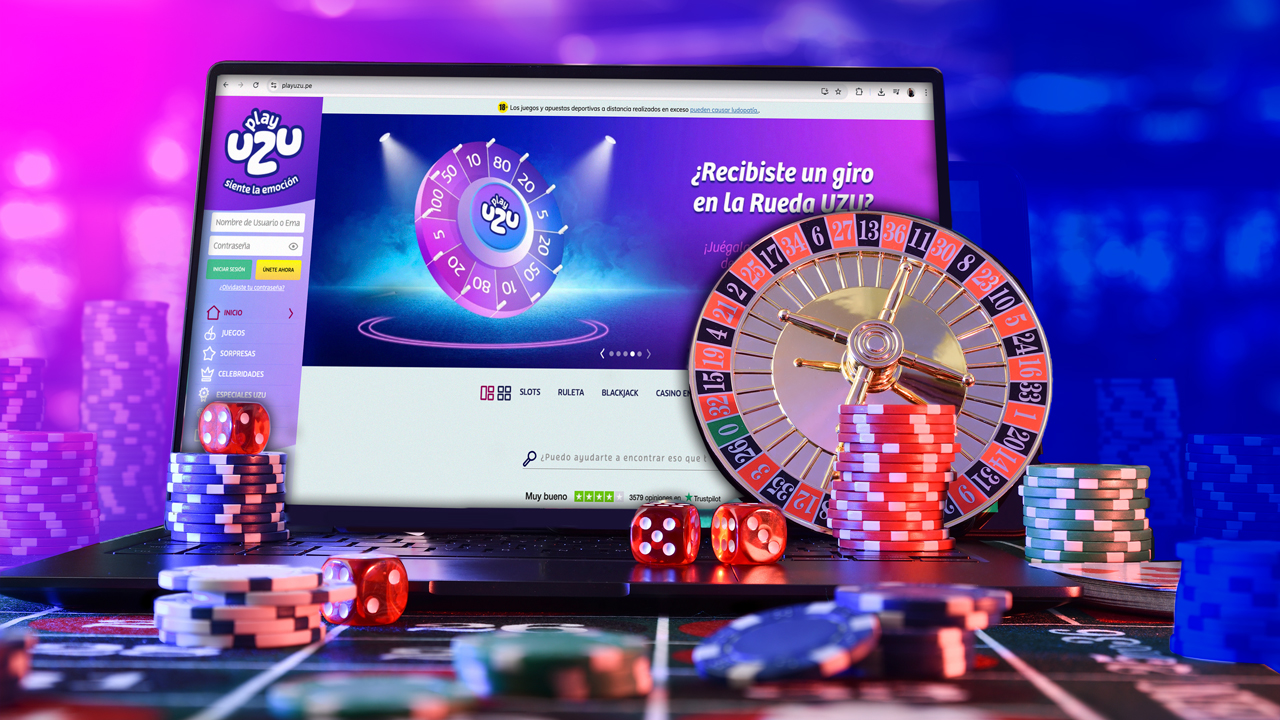 Escena con fichas, cartas, ruleta y pantallas digitales de casino online, destacando la transición de la ruleta clásica al ámbito online.