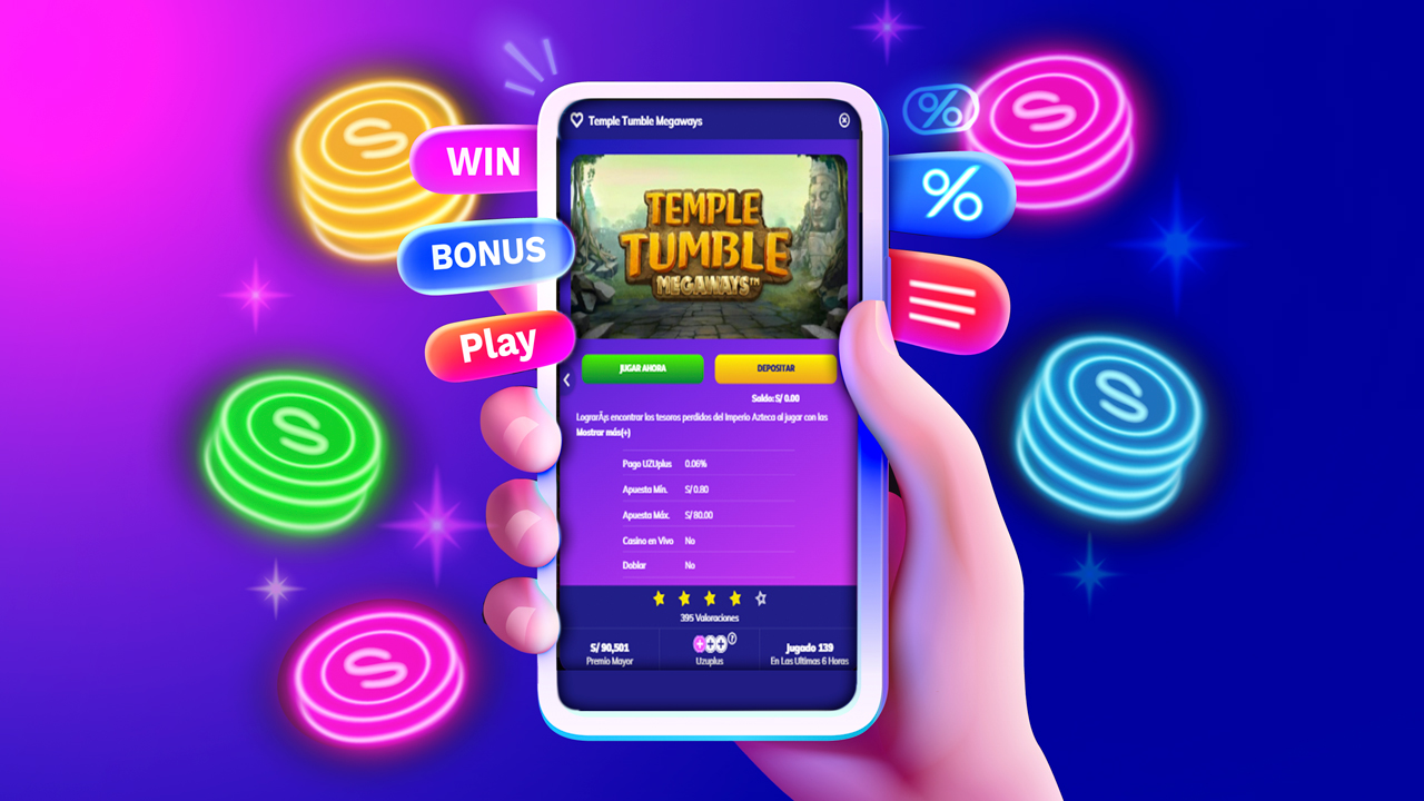 Ilustración de un juego online con jackpot de casino en un smartphone.