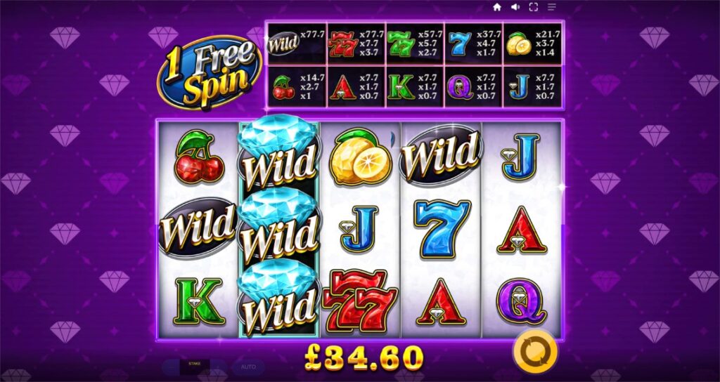 Juego de Slots '777 Diamond Strike' de PlayUZU con carretes llenos de símbolos, ilustrando la experiencia de un casino online confiable